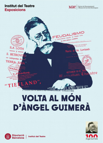 Cartell de l'exposició «Volta al món d'Àngel Guimerà»