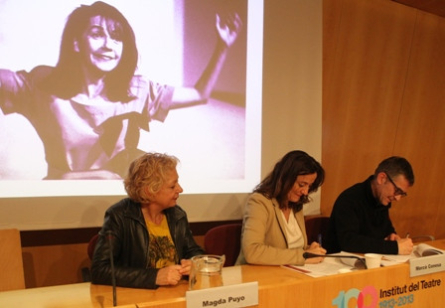 Puyo, Conesa i Novell, a la signatura de la cessió del fons de Rosa Novell. Foto: Oscar Giralt / Diputació de Barcelona