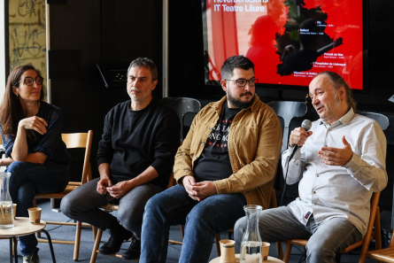 Marta Galán, Julio Manrique, Pau Gonzàlez i Ramon Simó, a la roda de premsa. Fotografia: Lali Puig